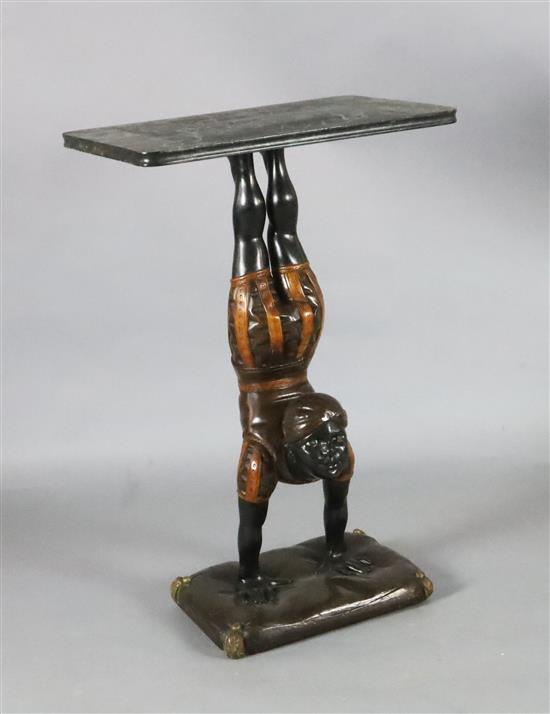 A 20th century carved and painted wood occasional table, W.1ft 9.5in. D.1ft 1.5in. H.2ft 8in.